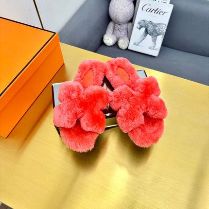 0RAN SHEARLING SANDALS RED PINK