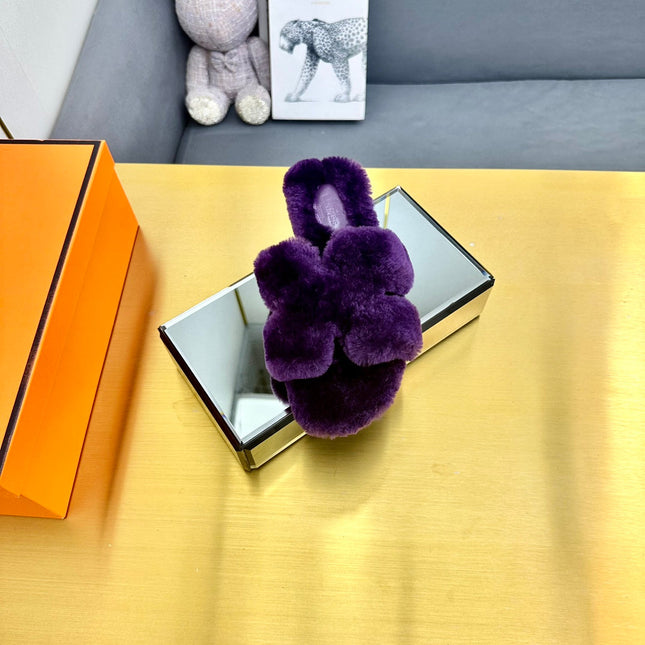 0RAN SHEARLING SANDALS PLUM PURPLE