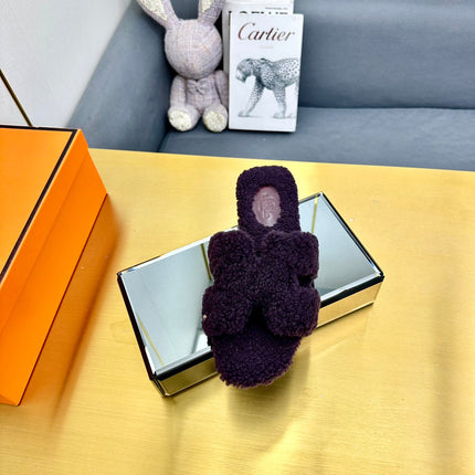 0RAN SHEARLING SANDALS EGGPLANT PURPLE