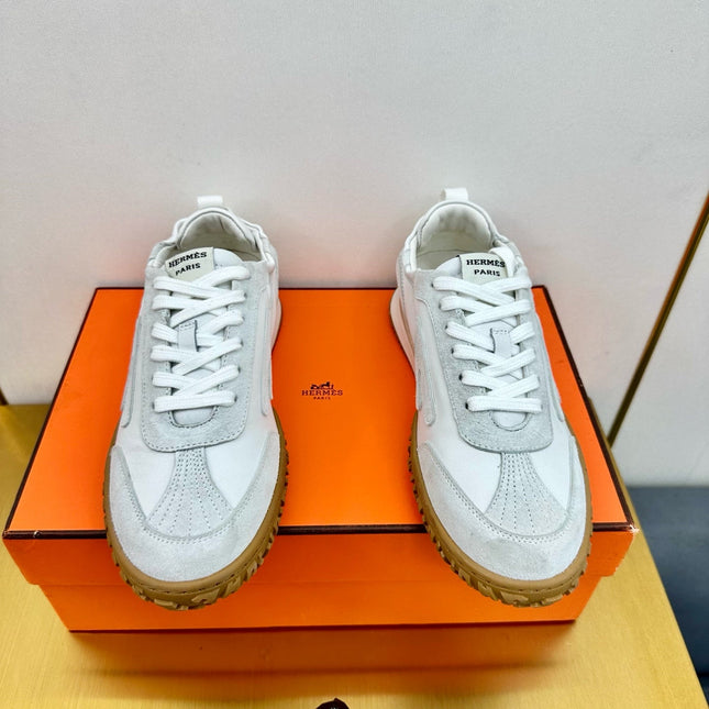 JET SNEAKER IN PALE GRAY SUEDE MIX WHITE CALFSKIN