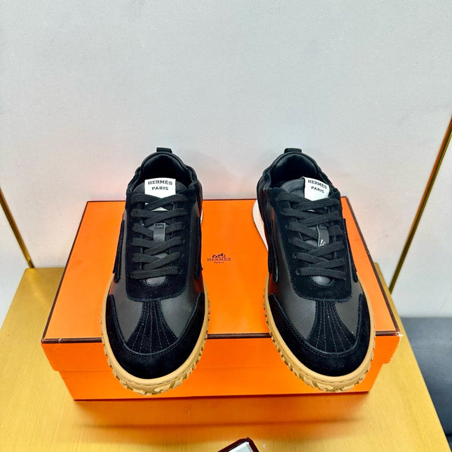 JET SNEAKER IN BLACK CALFSKIN AND SUEDE