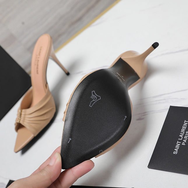 YSL HIGH HEEL 100 MM IN BEIGE CALFSKIN