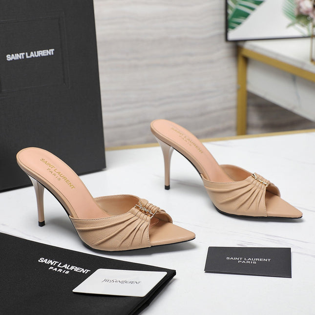 YSL HIGH HEEL 100 MM IN BEIGE CALFSKIN