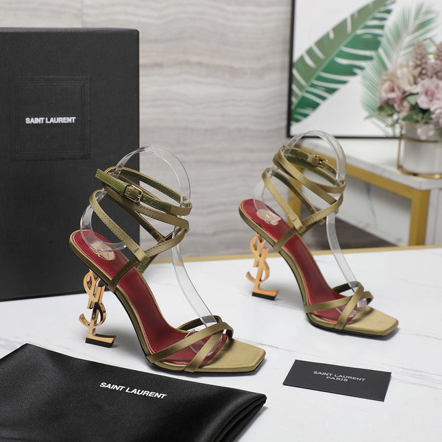 OPYUM SANDALS IN CUBA GOLD SATIN CREPE