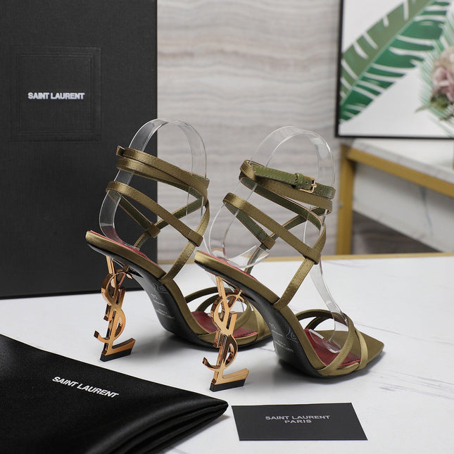 OPYUM SANDALS IN CUBA GOLD SATIN CREPE