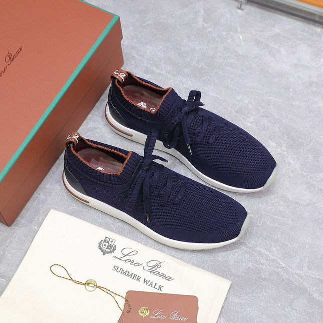 LP LADY FLEXY WALK SNEAKER NAVY BLUE AND ORANGE WOOL CALFSKIN