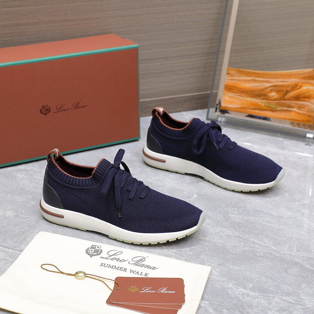 LP LADY FLEXY WALK SNEAKER NAVY BLUE AND ORANGE WOOL CALFSKIN