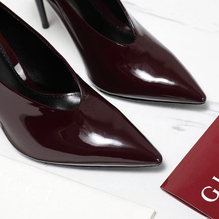 GG CLASSIC HIGH HEEL 105 IN DEEP WINE LAMBSKIN