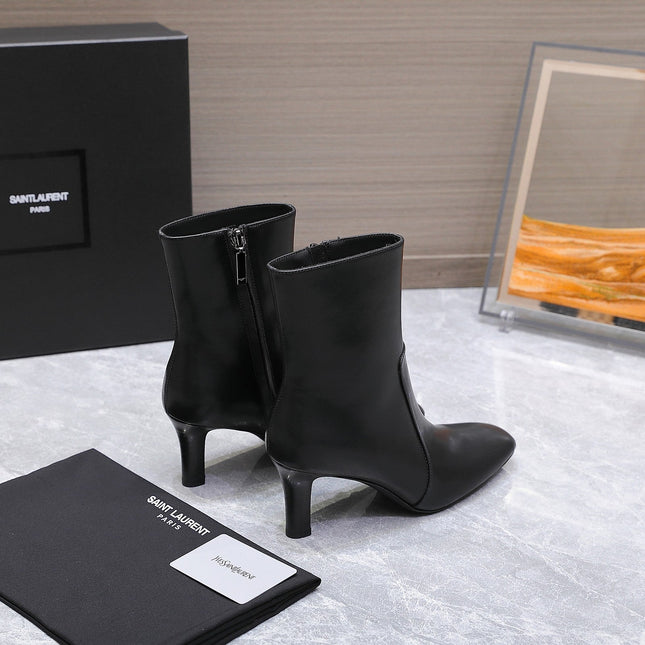 YSL 25S ANKLE BOOTS 70 MM IN BLACK LAMBSKIN