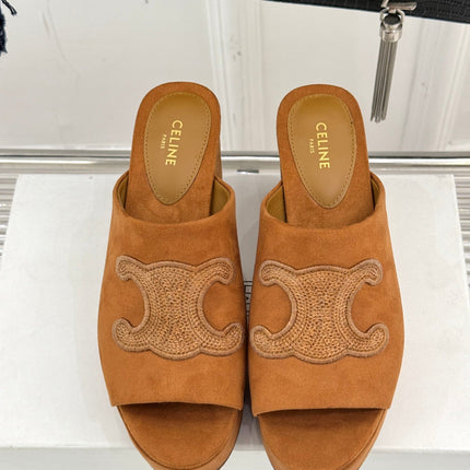 ELENA MULE IN PEANUT BROWN VELVET