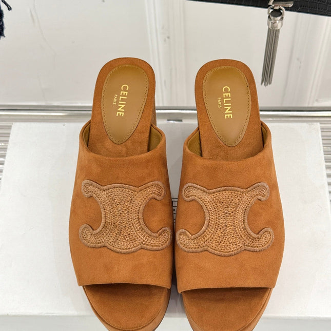 ELENA MULE IN PEANUT BROWN VELVET