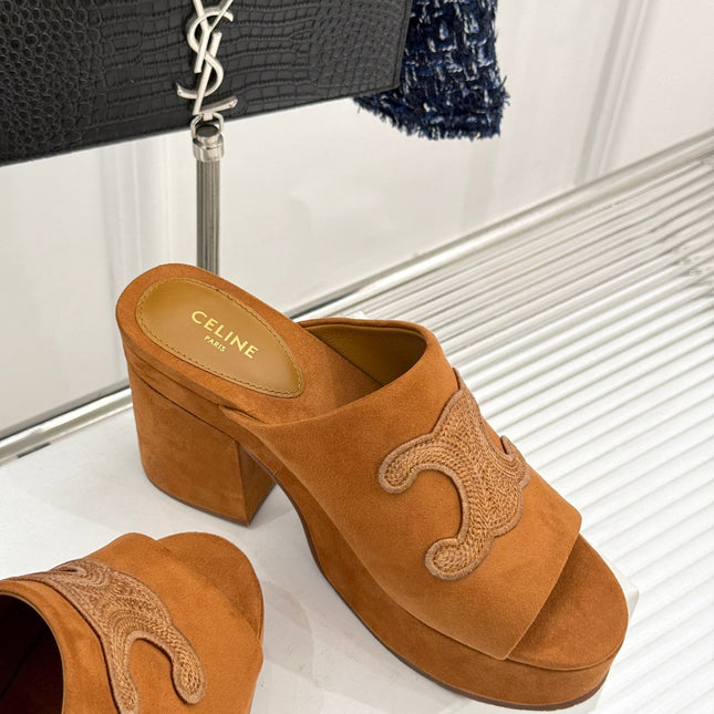 ELENA MULE IN PEANUT BROWN VELVET