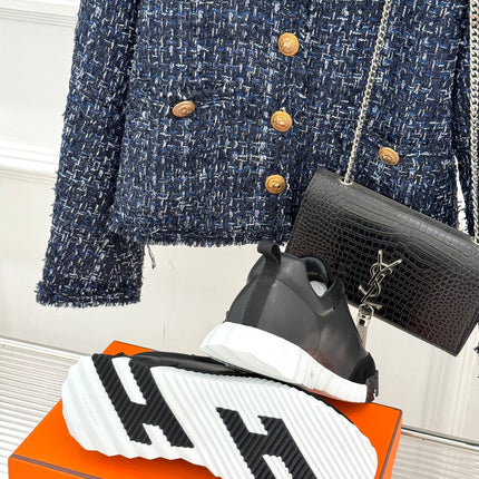 HM SNEAKER LOW SPORTS IN ALL BLACK MESH AND H SOLE