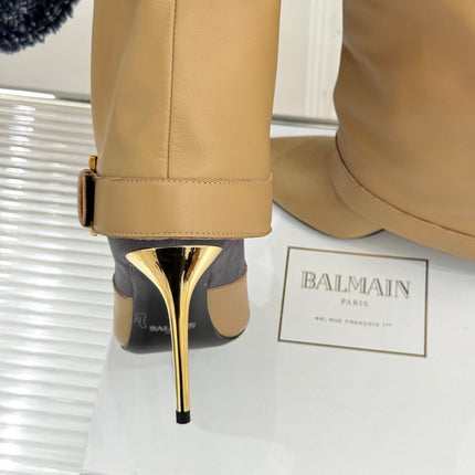 BALMAIN 25S ANTHEM BOOTS IN LIGHT CARAMEL CALFSKIN