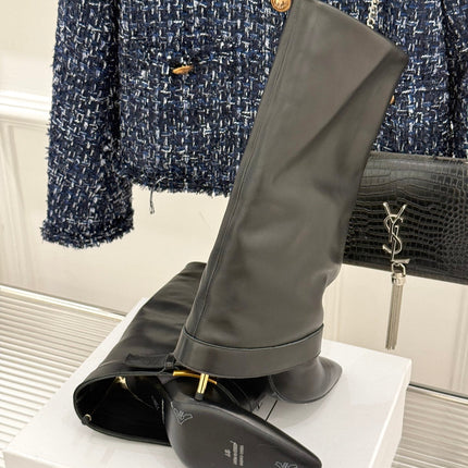 BALMAIN 25S ANTHEM BOOTS IN BLACK CALFSKIN