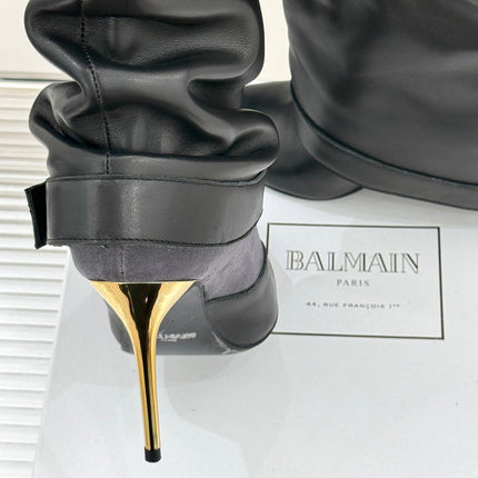 BALMAIN 25S ANTHEM BOOTS IN BLACK CALFSKIN