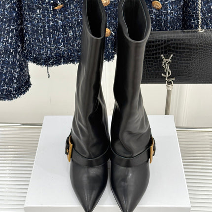 BALMAIN 25S ANTHEM BOOTS IN BLACK CALFSKIN