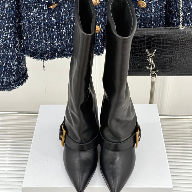 BALMAIN 25S ANTHEM BOOTS IN BLACK CALFSKIN