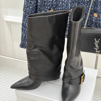 BALMAIN 25S ANTHEM BOOTS IN BLACK CALFSKIN