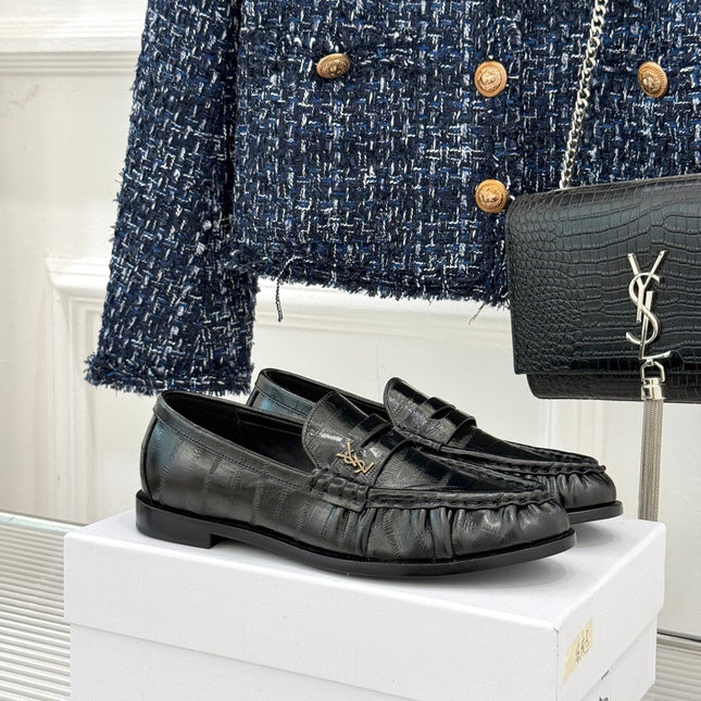 YSL 25S LOAFERS IN BLACK EMBOSSED LAMBSKIN