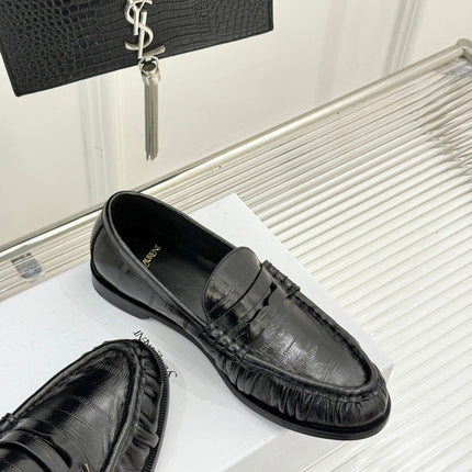 YSL 25S LOAFERS IN BLACK EMBOSSED LAMBSKIN