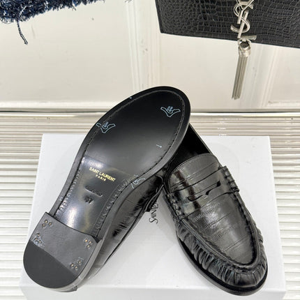 YSL 25S LOAFERS IN BLACK EMBOSSED LAMBSKIN