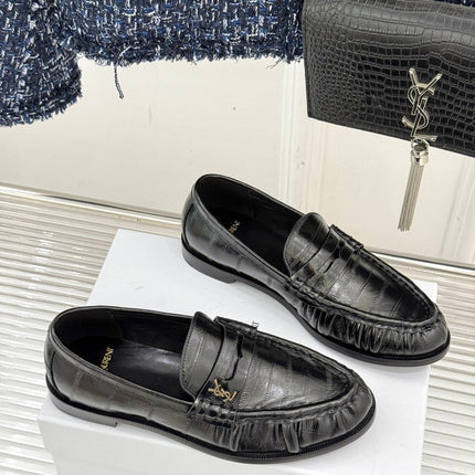 YSL 25S LOAFERS IN BLACK EMBOSSED LAMBSKIN