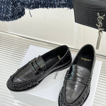YSL 25S LOAFERS IN BLACK EMBOSSED LAMBSKIN