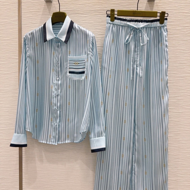 GUCCI LONG-SLEEVE SHIRT AND WIDE-LEG PANTS SET STYLE 15