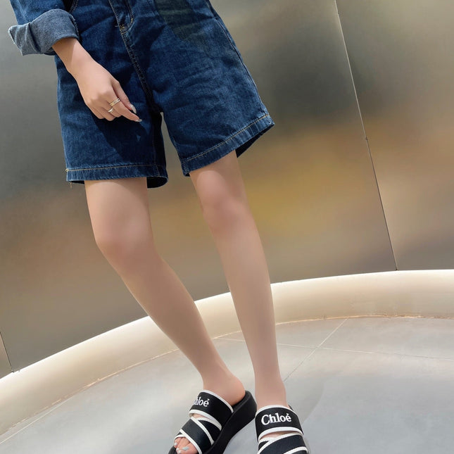 PLATFORM SANDALS IN BLACK MIX WHITE DENSITY KNIT