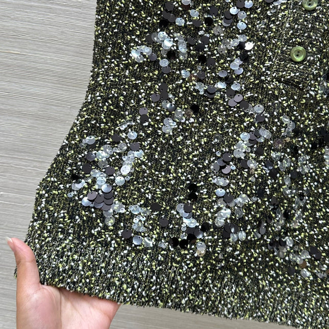 Gucci Knitted Polo Short-sleeved Top Green Wool