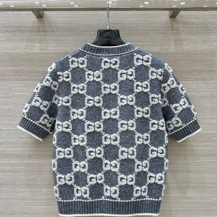 Gucci Knit Sweater Gray White Wool