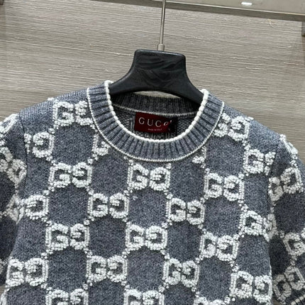 Gucci Knit Sweater Gray White Wool