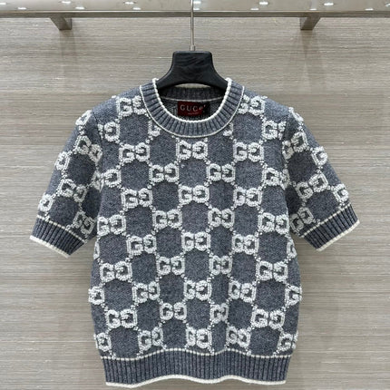 Gucci Knit Sweater Gray White Wool