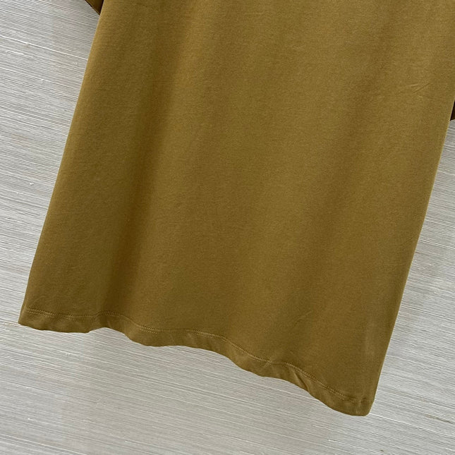 Loewe 25 Floral Embroidered Short-sleeved T-shirt Olive Brown Cotton