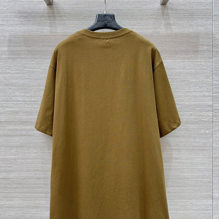 Loewe 25 Floral Embroidered Short-sleeved T-shirt Olive Brown Cotton