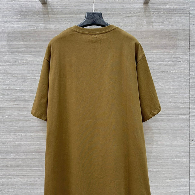 Loewe 25 Floral Embroidered Short-sleeved T-shirt Olive Brown Cotton