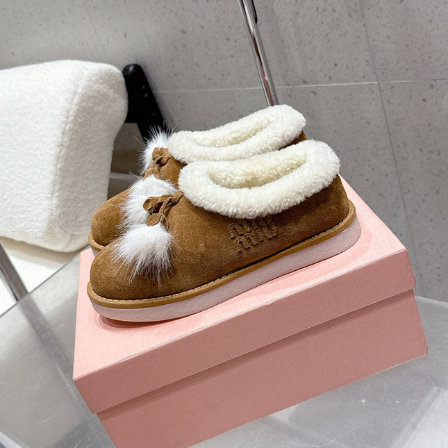 MM SHEARLING SHOES IN BROWN AND WHITE SUEDE
