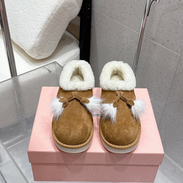 MM SHEARLING SHOES IN BROWN AND WHITE SUEDE