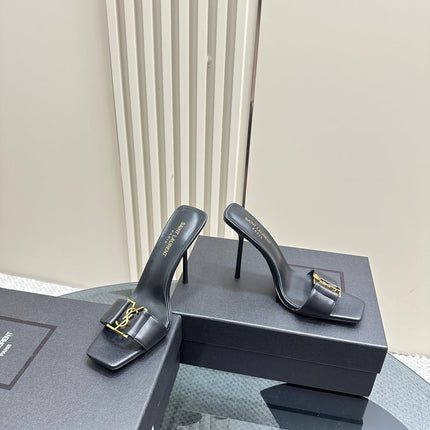 SL BABYLONE SLIDE PUMPS 115 BLACK CALFSKIN