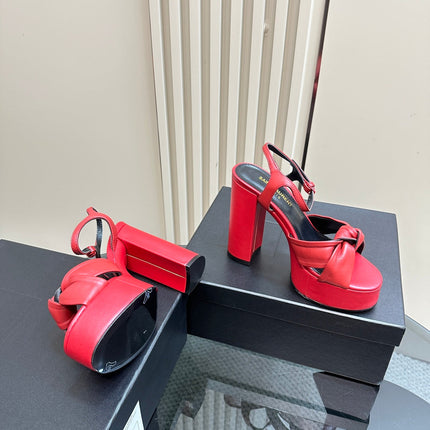 BIANCA PLATFORM SANDALS IN RED LAMBSKIN