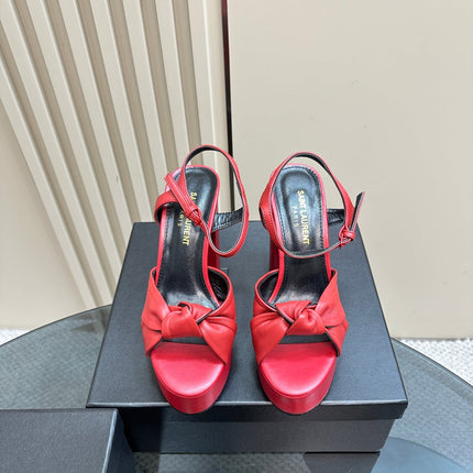 BIANCA PLATFORM SANDALS IN RED LAMBSKIN