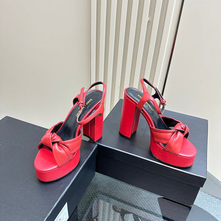 BIANCA PLATFORM SANDALS IN RED LAMBSKIN