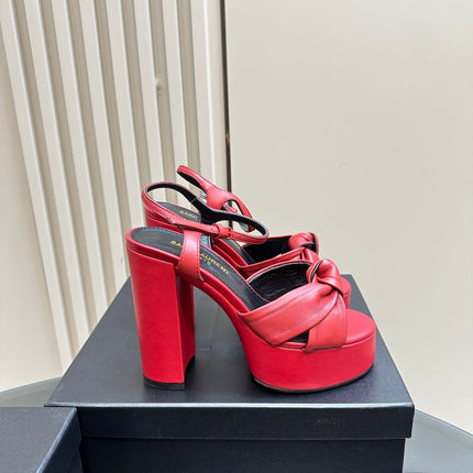 BIANCA PLATFORM SANDALS IN RED LAMBSKIN