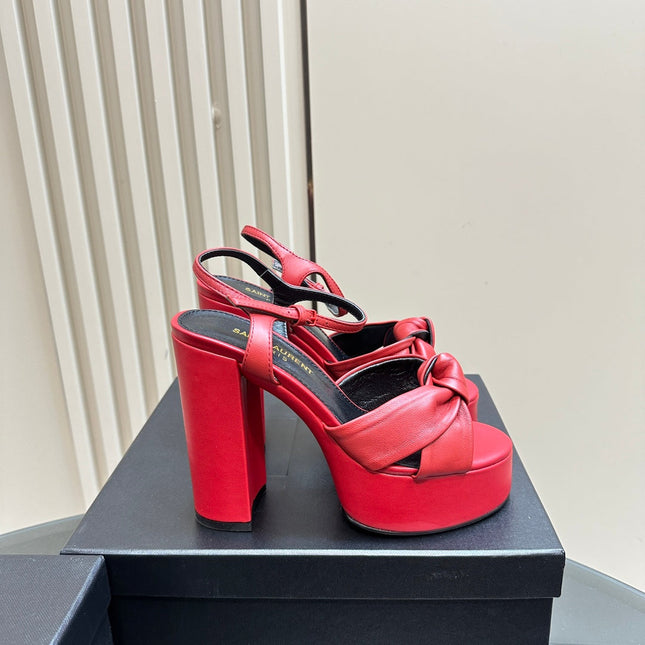 BIANCA PLATFORM SANDALS IN RED LAMBSKIN