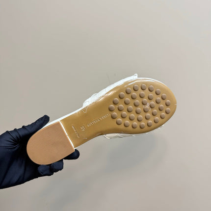 BLINK FLAT MULE IN WHITE INTRECCIATO LEATHER