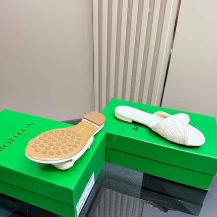 BLINK FLAT MULE IN WHITE INTRECCIATO LEATHER