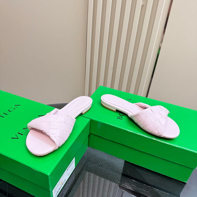 BLINK FLAT MULE IN LIGHT PINK INTRECCIATO LEATHER