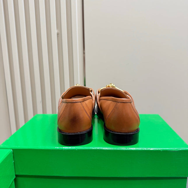 ASTAIRE LOAFER IN CINNAMON BROWN CALFSKIN WITH GOLD HARDWARE