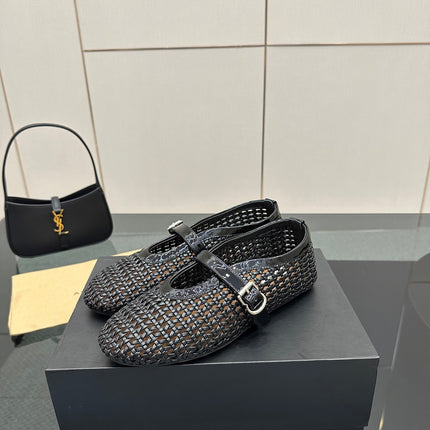ALAIA MARY JANE FLAT 25S IN BLACK WOVEN MESH